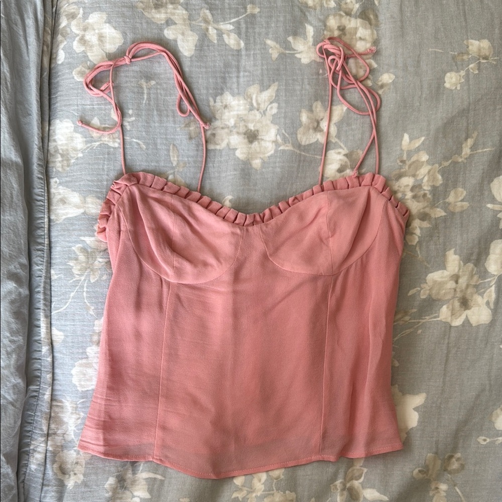 Reformation Dusty Pink Camisole with Ruffle Trim